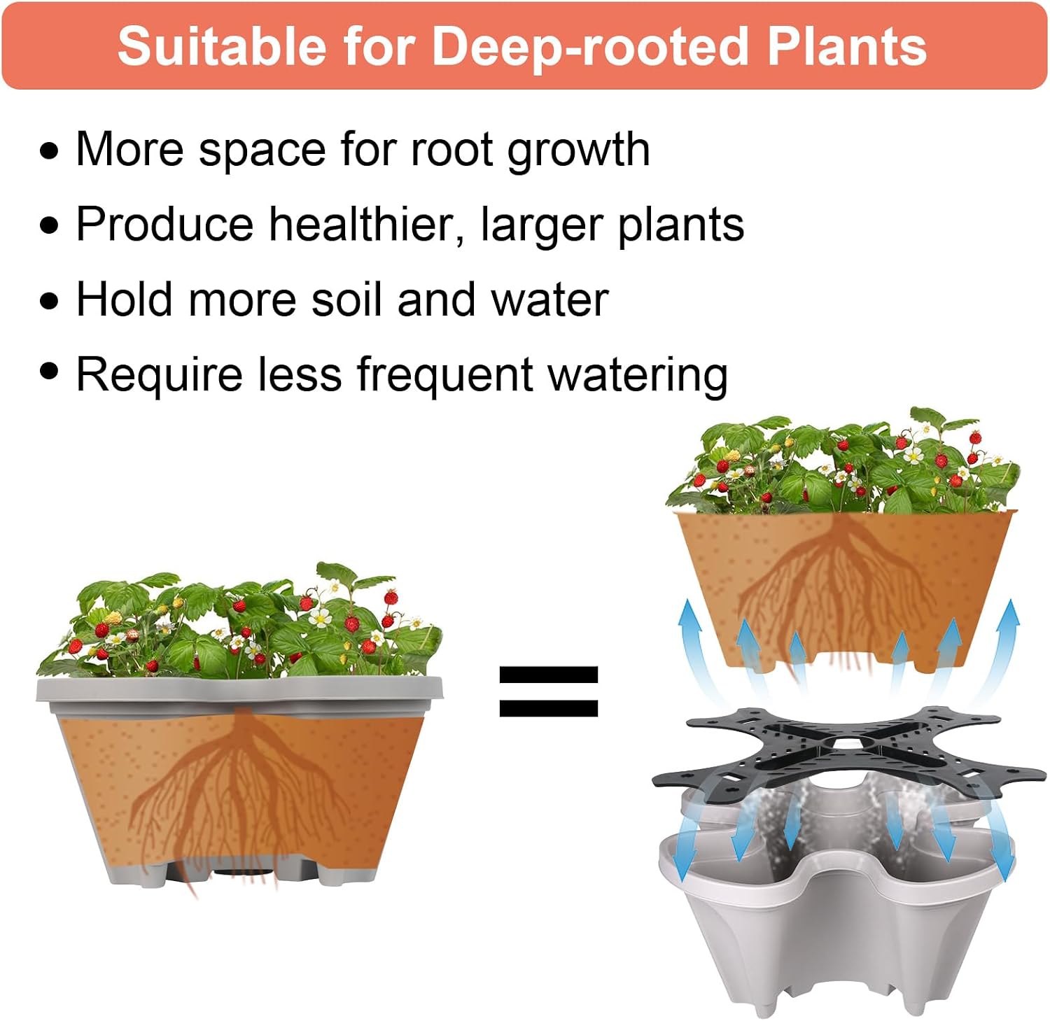 GameXcel Vertical Planter Tower - 5 Tier Stackable Garden Planters with Wheels and Tools Plant Pots for Strawberry Herb