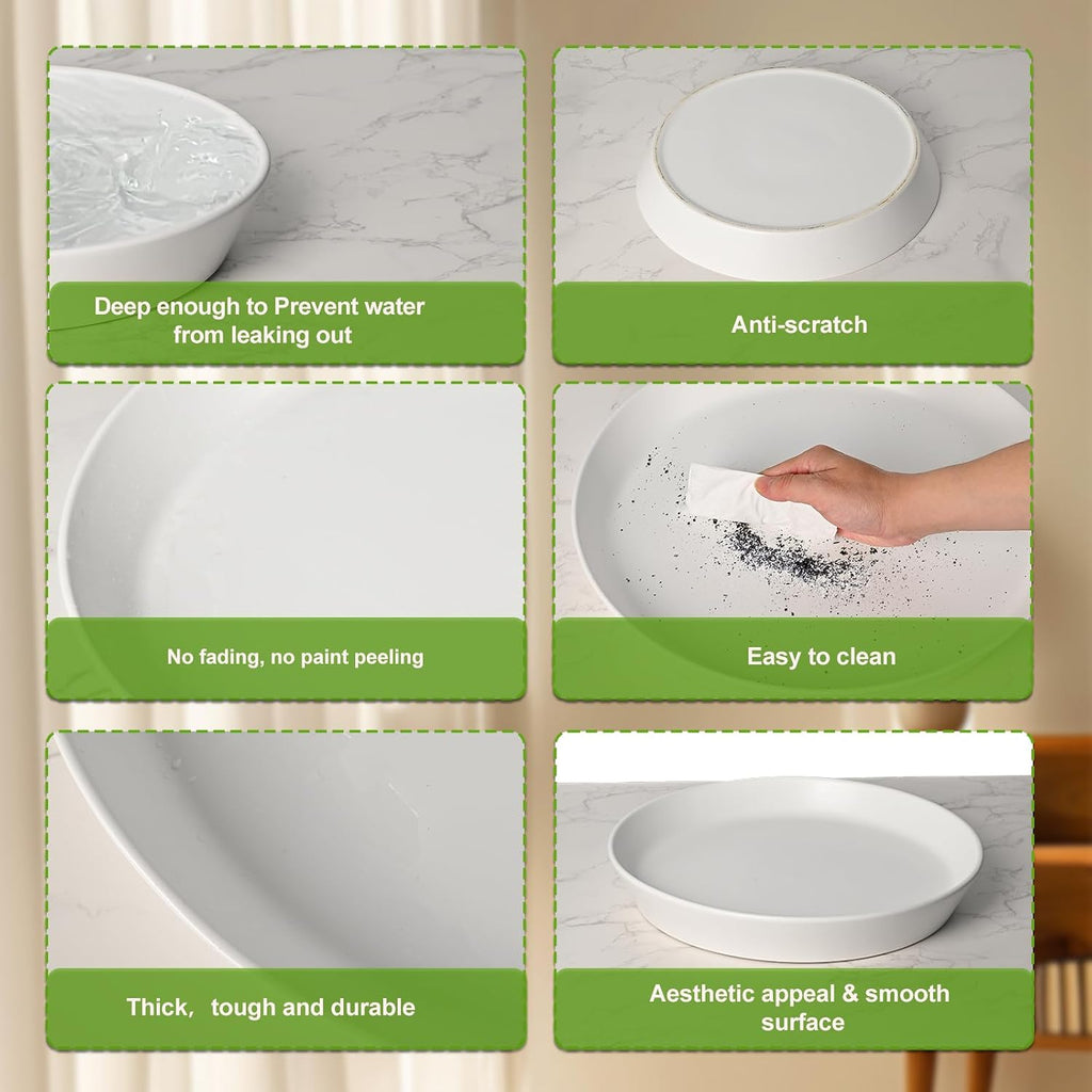 Ceramic Plant Saucer Tray 9 10 11 Inch Blue, 11.3" OD x9.7 ID x1.8 Deep| Round Sturdy Heavy Duty Glazed Bevel Planter