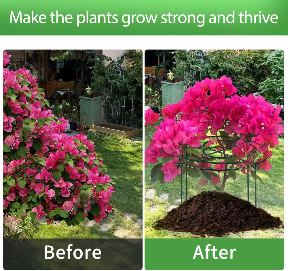 Peony Cages and Supports Pack 6 PCS ,11.8" Dx15.8" H Heavy Duty Plant Support Cage Set for hydrangeas, Roses and