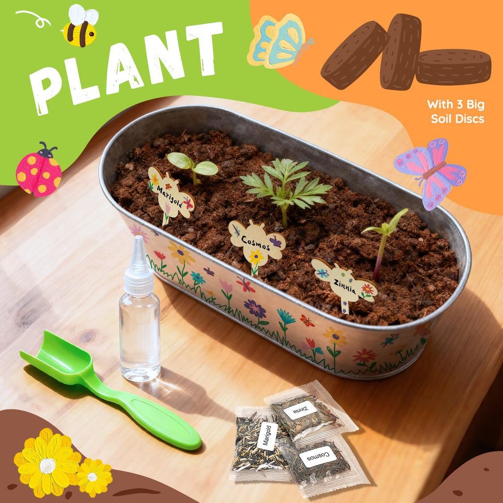 PLANTMEW Paint & Plant Flower Growing Kit for Kids - Fun Kids Gardening Set - Unique Birthday, Crafts & Arts, Gardening