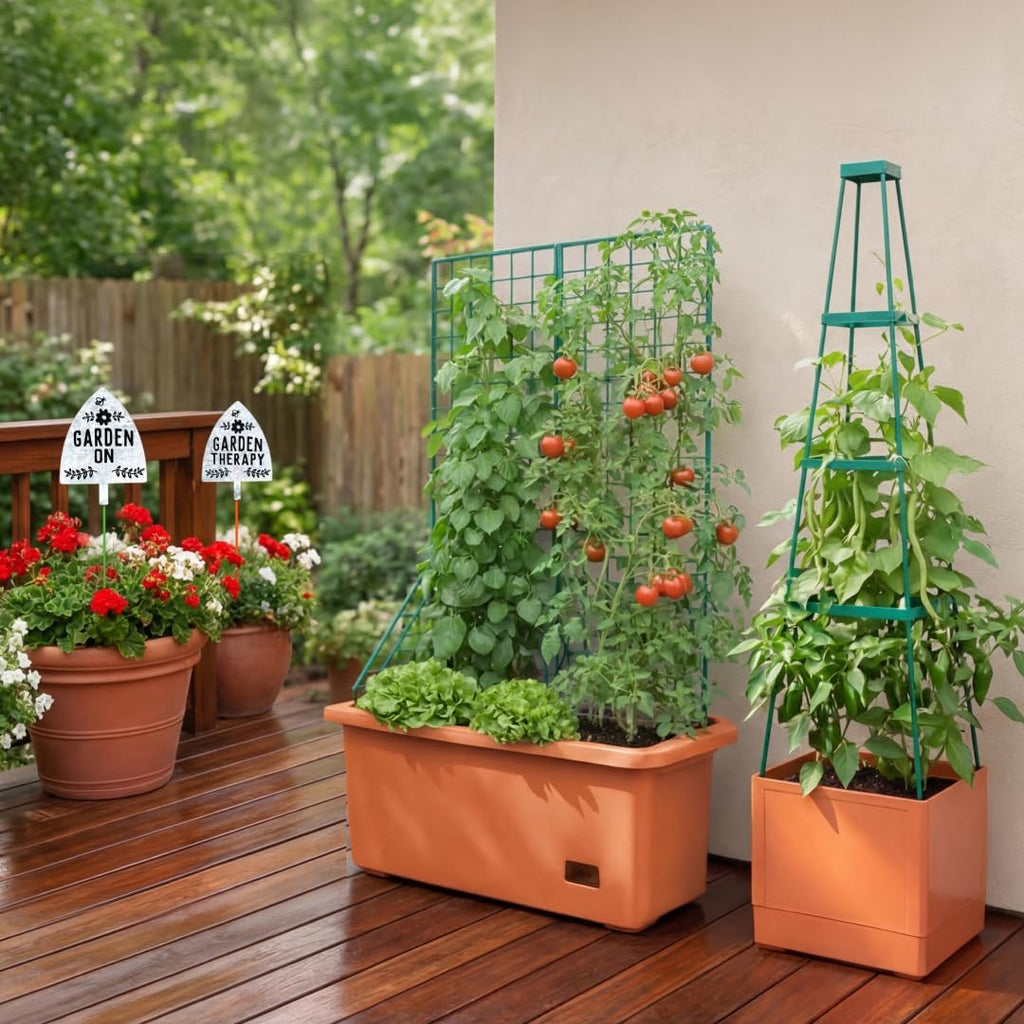 The Lakeside Collection Vegetable Planter with Wheels and Trellis - 58 Inch Self Watering