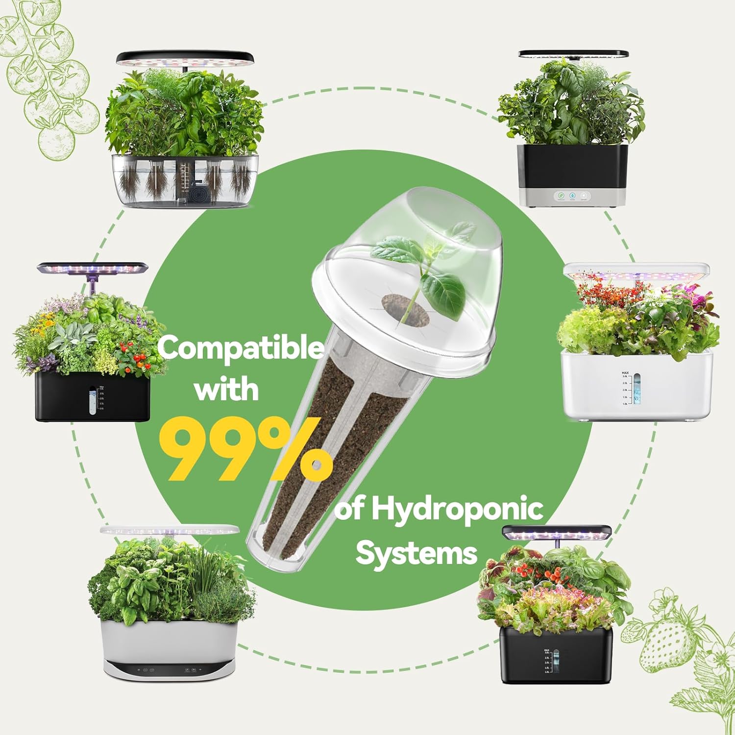 inbloom 12-Pod Fruit Seed Pod Kit for AeroGarden, iDOO, Ahopegarden Hydroponic Growing System, Included Strawberry