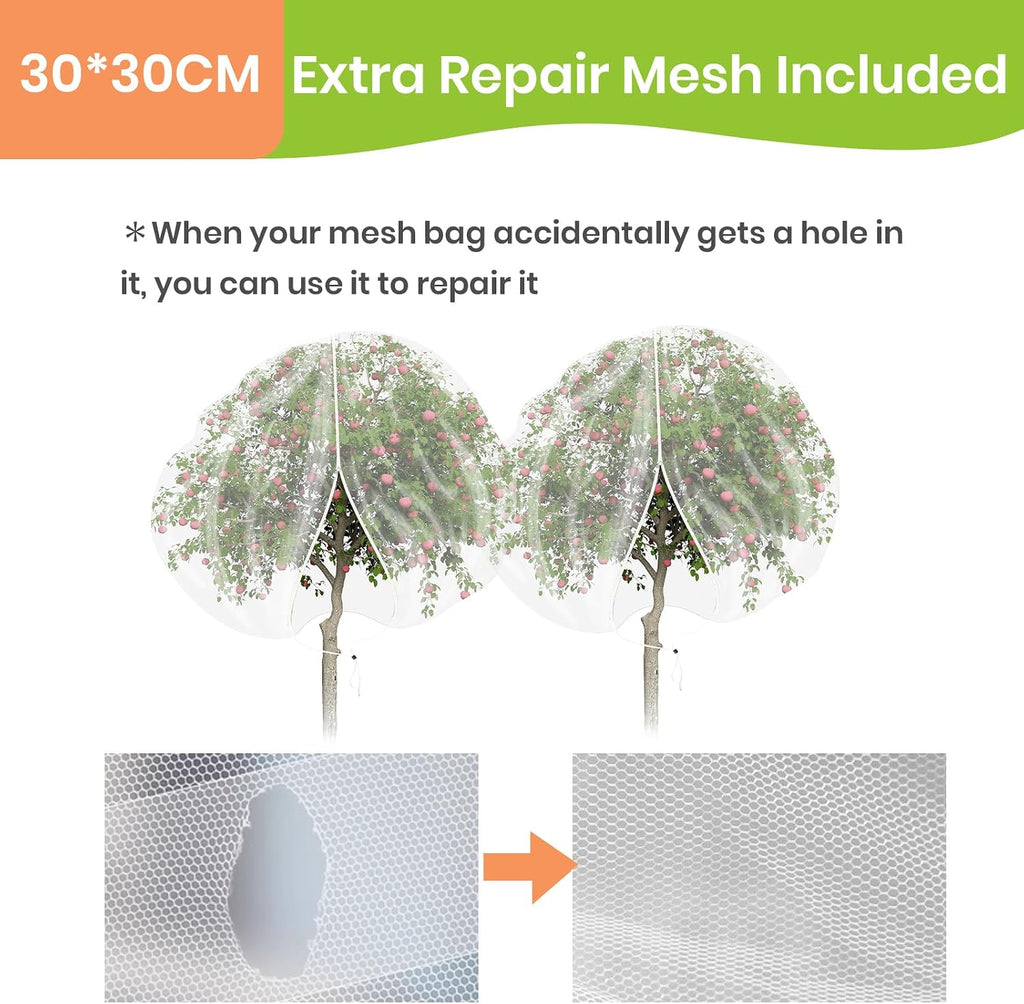 2Pcs Large 10x10FT Fruit Tree Netting with Zipper, Drawstring - Mesh Bags Covers for Garden Protection - Insect Bird