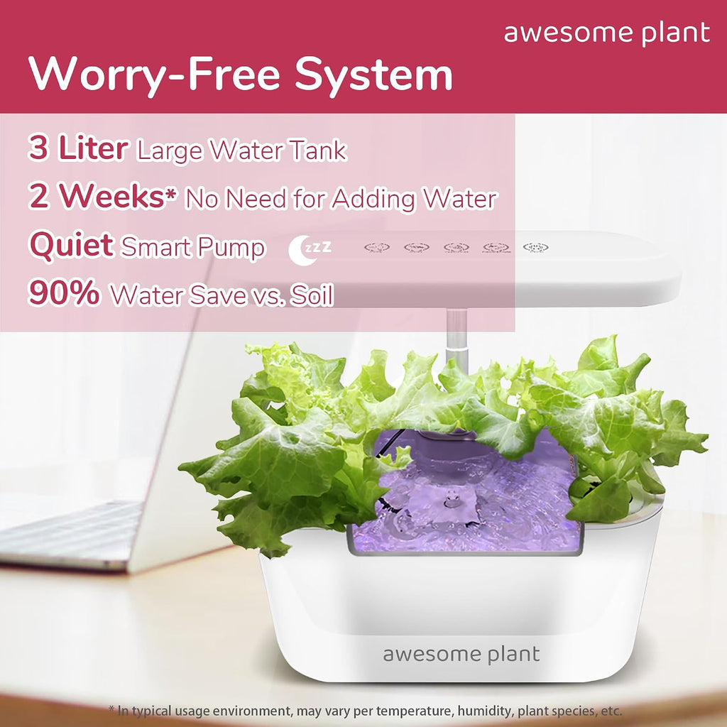 6Pro Hydroponics Growing System Kit (6 Pods), Indoor Garden Kit with 3L Watertank, 3 Grow Modes and Quiet Pump, Grow
