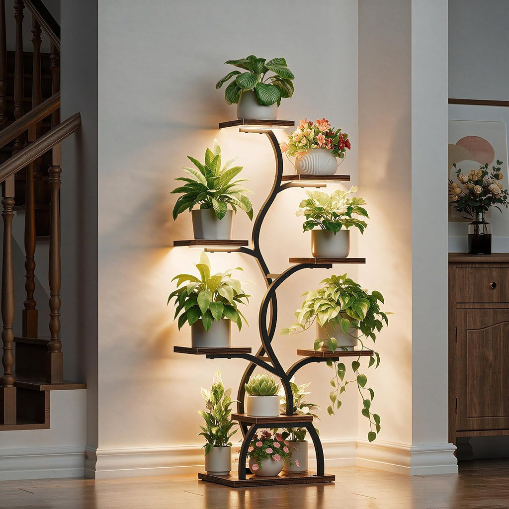 Plant Stand Indoor with Grow Light - 8 Tiered Corner Plant Shelf Indoor | 49" Plant Holder with Lights for Indoor