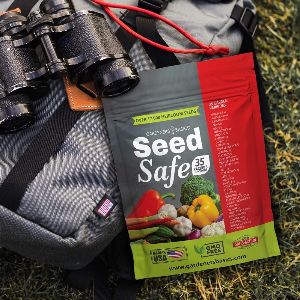 Gardeners Basics Seed Safe Kit - 35 Easy to Grow Heirloom Vegetable Seeds for Beginners - Non GMO Garden Starter Set