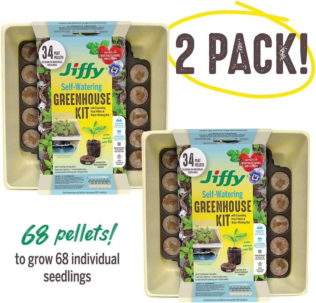 Jiffy Seed Starter Tray Kit, Self-Watering, Seedling Tray, 2 Pack