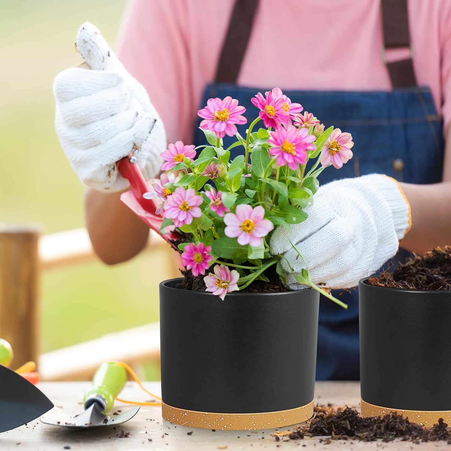 Large Plant Pots Set of 3 – 8", 9", 10" Indoor Flower Pots with Drainage Holes and Saucers, Big Planters for Monstera