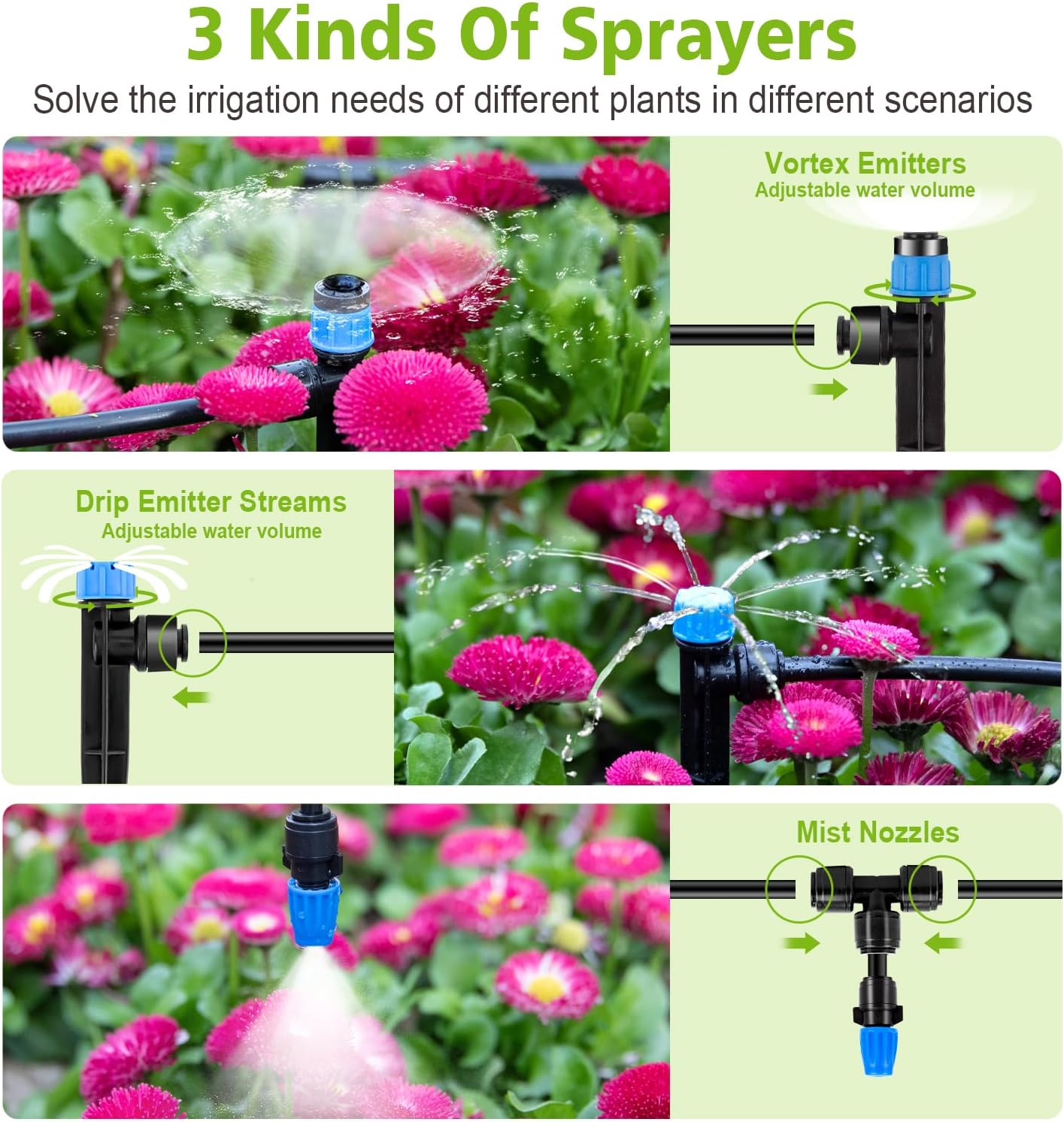 230FT New Quick-Connect Drip Irrigation System Kit, Automatic Garden Watering Misting System for Greenhouse, Yard