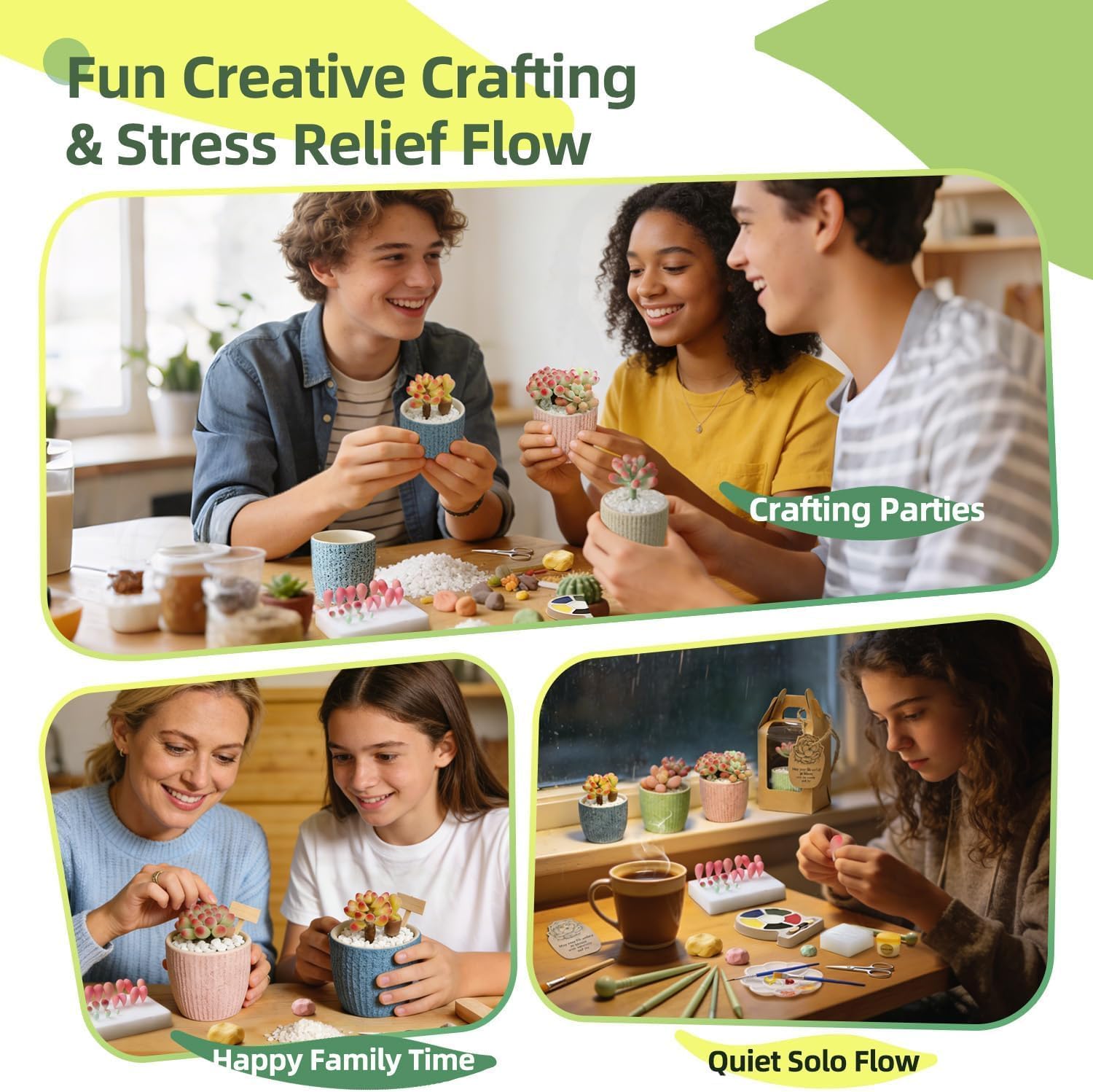 Microland Crafts for Teens Succulents Flower Making Clay Kit Creative Gifts | Crafty Gift w/ Pots & 60+ Tools