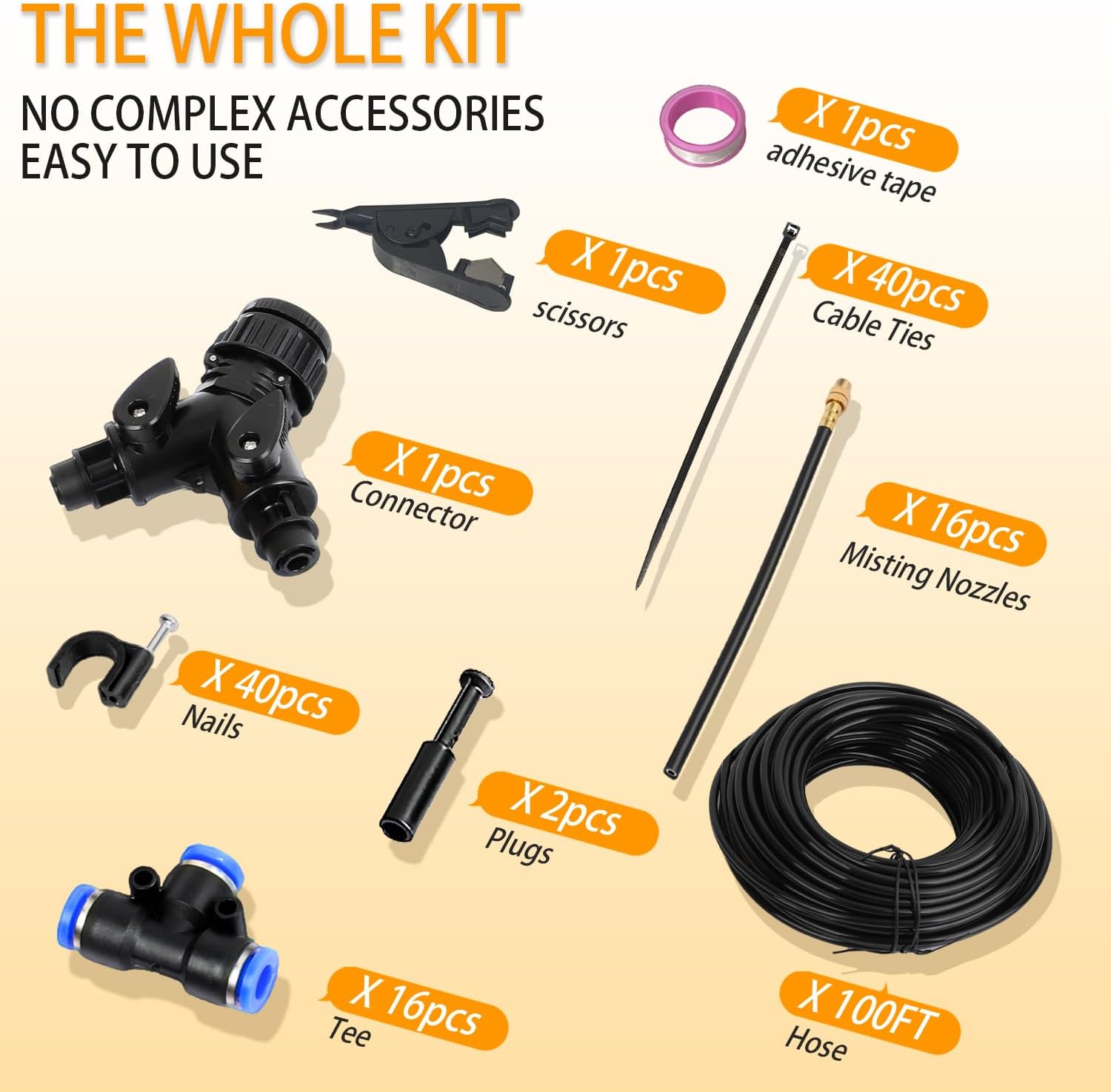 100FT 1/4" Drip Irrigation System, 2026 Upgrade Garden Irrigation Kit with 24pcs 360° Adjustable Copper Nozzles, DIY
