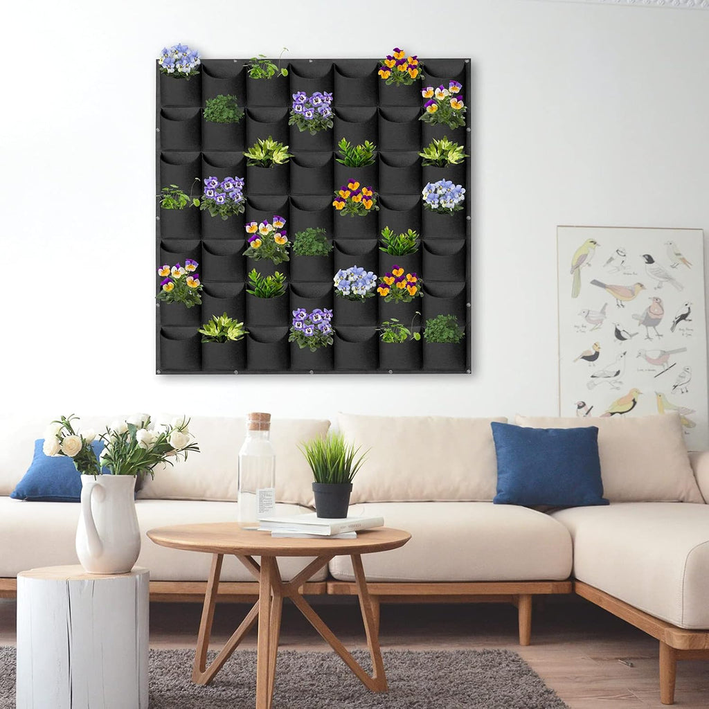 49 Pockets Hanging Planter Bags, Hanging Vertical Wall Mounted Plant Planting Grow Bags, Herb Garden Planter Outdoor