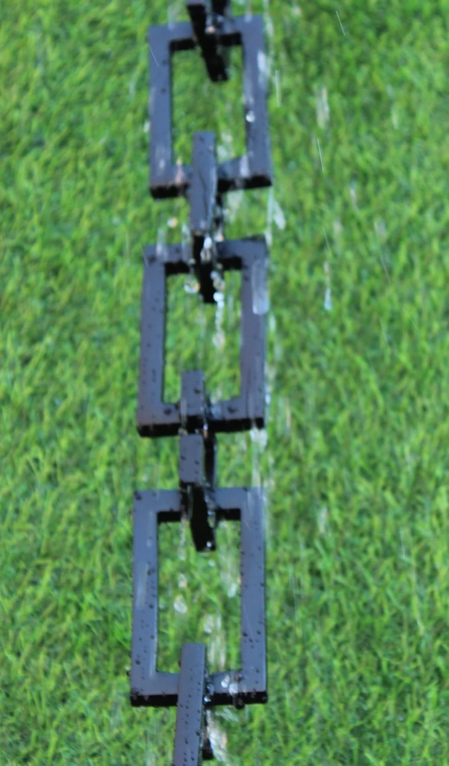 KAM Home Aluminium Artware Rectangle with Square Rain Chain with Installation Kit (Black, 8.5)