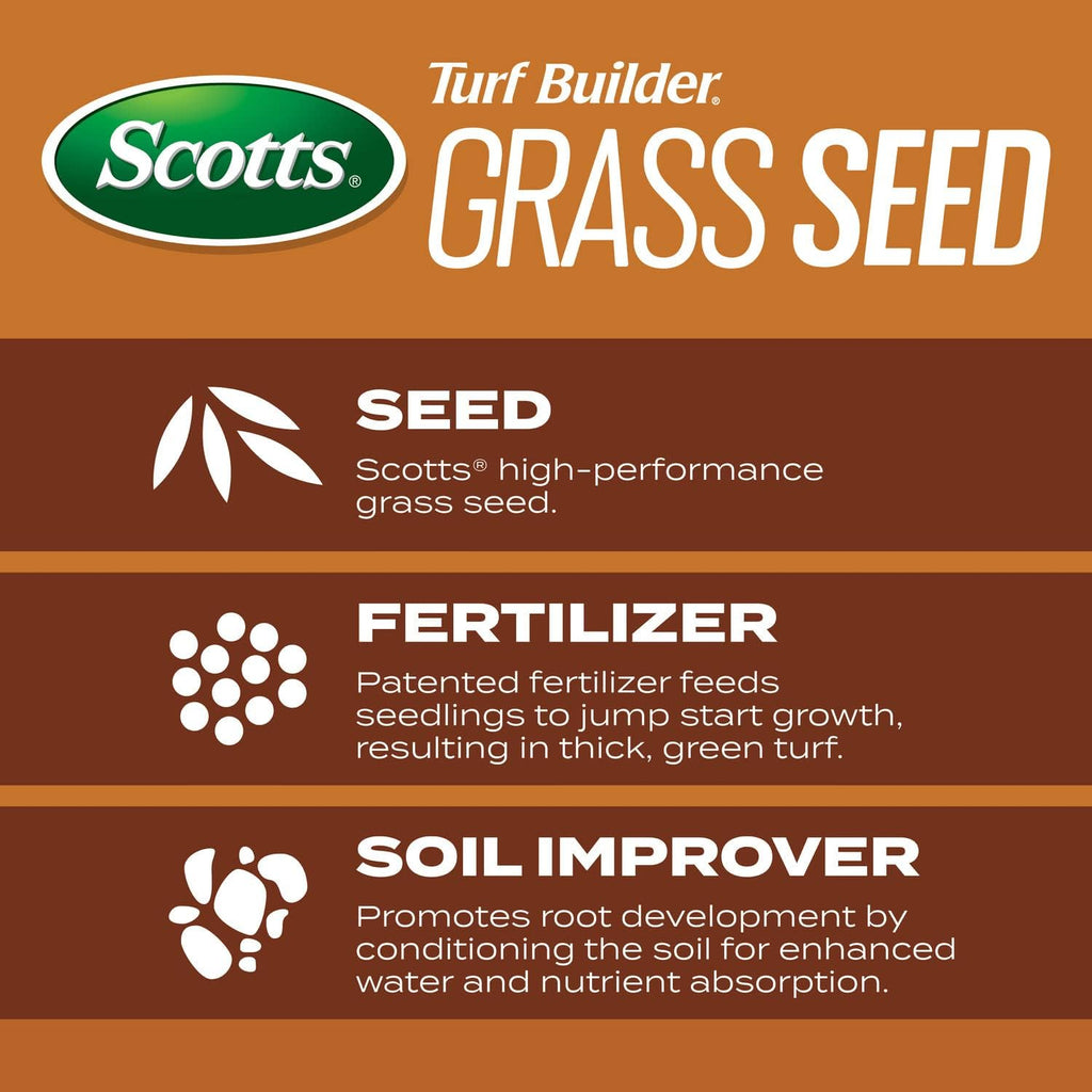 Scotts Turf Builder Grass Seed High Traffic Mix, 5.6 lbs. | Grass Seed Plus Lawn Fertilizer and Soil Improver