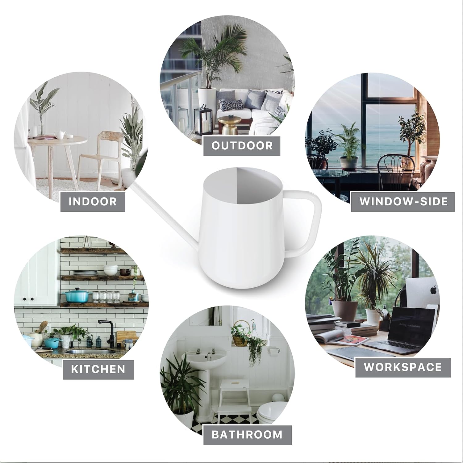 Metal Watering Can for Indoor Houseplants Outdoor Garden Long Sprout Water Can for Succulents Herb Bonsai Modern Garden