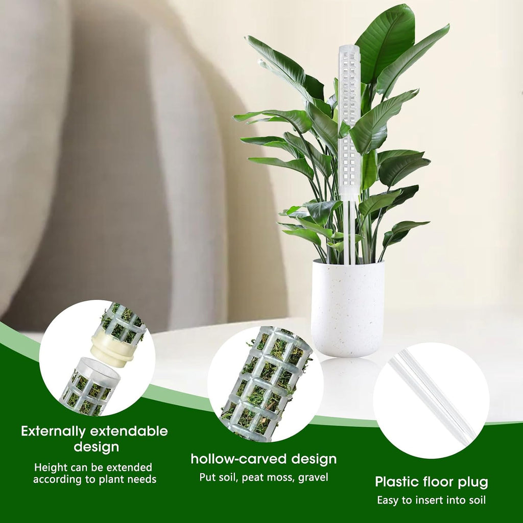 6 Pcs 25 Inch Plastic Moss Pole for Plants Monstera, Stackable Plant Support Stakes,Moss Pole for Climbing Plants