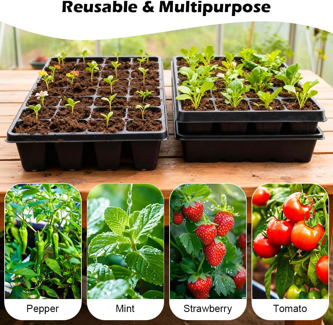 RooTrimmer 10 Pack 40 Cell Seed Starter Trays - Extra Deep 3.9" Plastic Nursery Trays, 20" x 10"，Fits Standard 1020