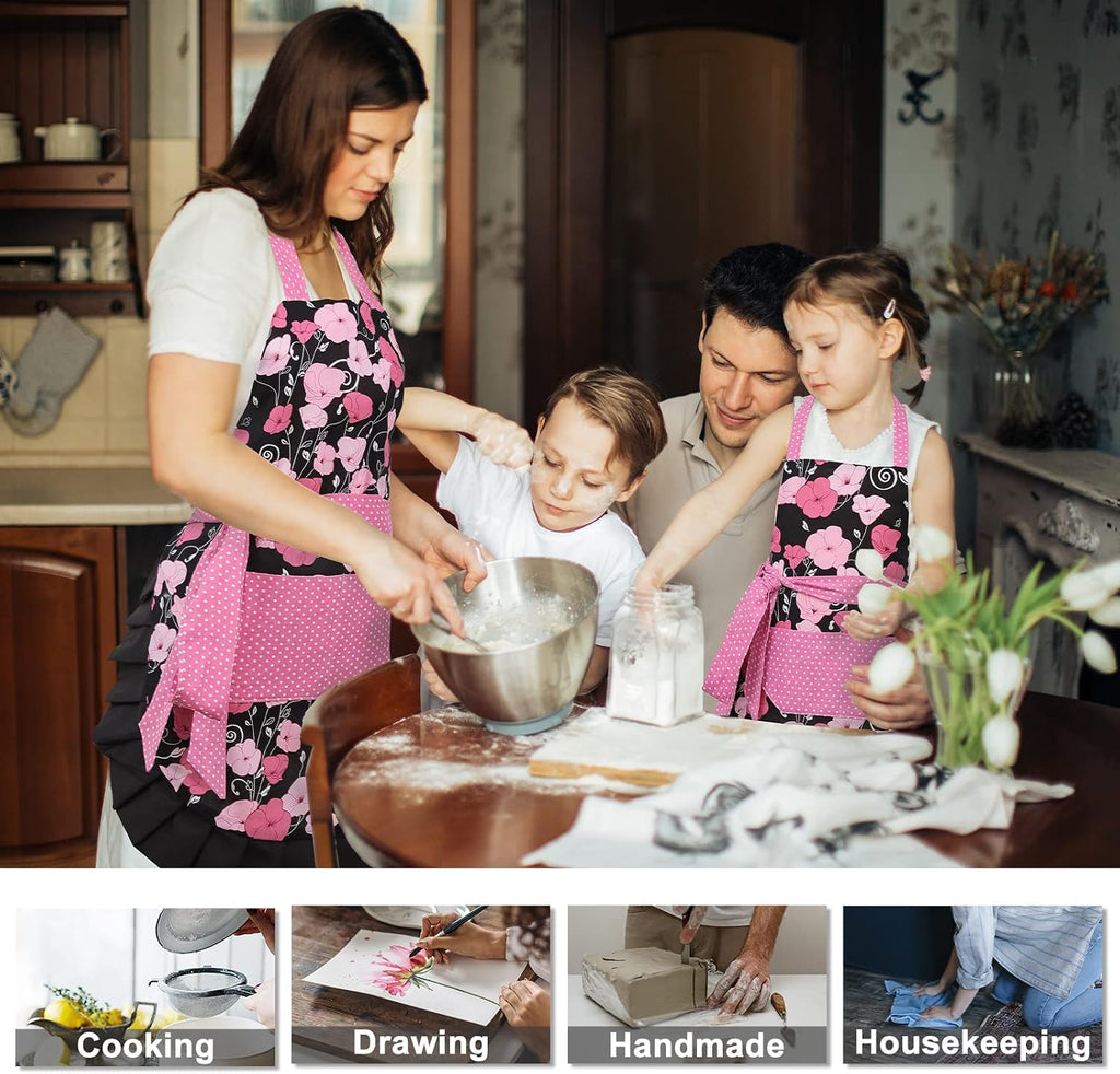 Surblue Kitchen Aprons for Women,Heavy Duty Aprons for Cooking, Baking, BBQ and Gardening