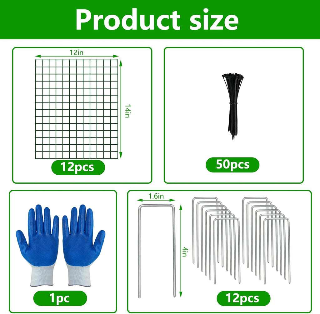 4 Pack 12x14 Inch Plant Protector Cages, Wire Garden Cages for Animals | Garden Cloche, Plant Guard Barrier, Stakes &