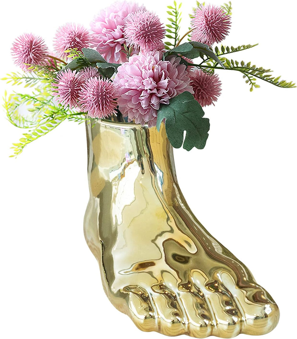 Notakia Unique Flower Vase Statue Home Decor Modern Style Gold Room Decor Accents for Indoor and Outdoor Statue Planter