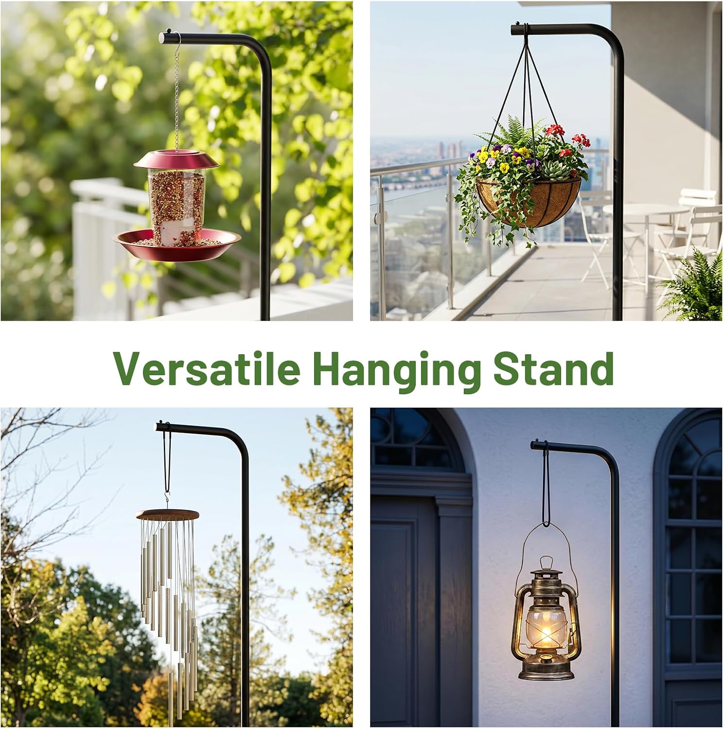 Hanging Plant Stand Indoor, Corner Plant Stands for Indoor Plants, Black Metal Hanging Plant Holder, Standing Plant