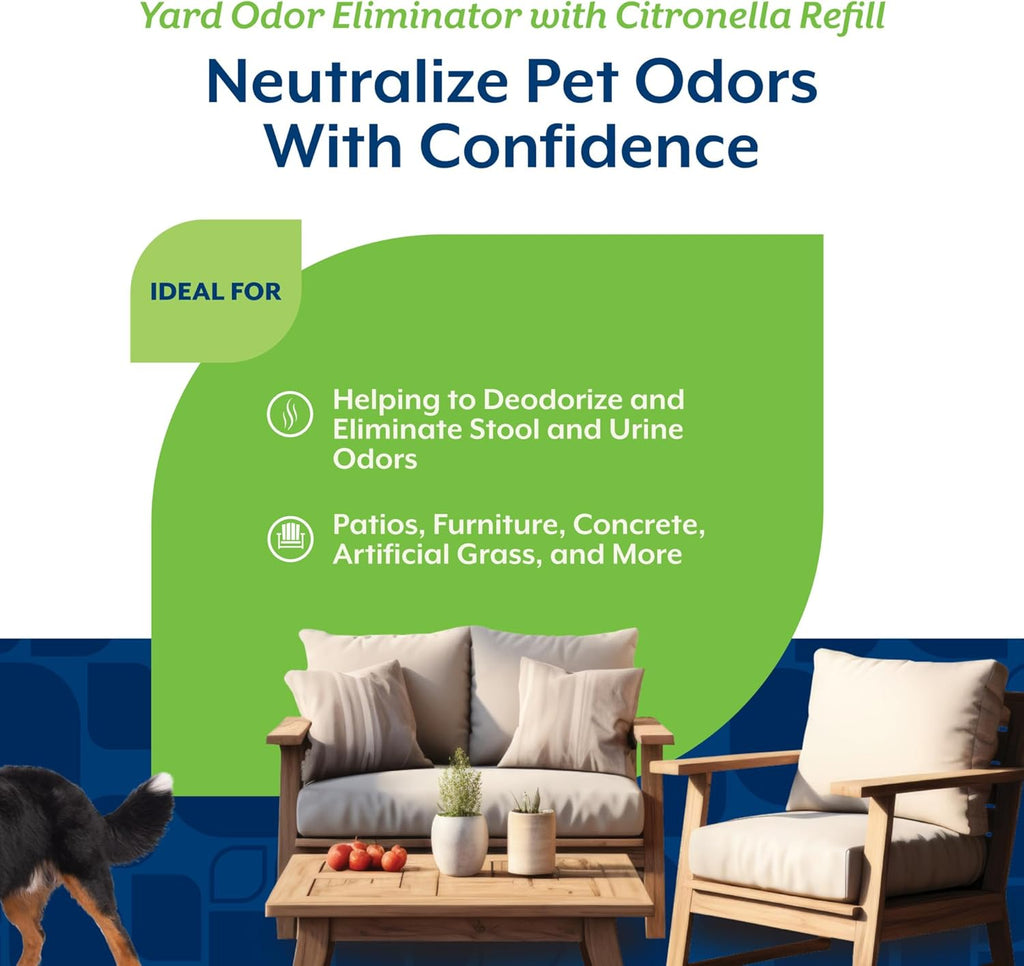 NaturVet Yard Odor Eliminator Plus Citronella for Dog Odors- 64 oz Refill | Eliminate Stool and Urine Odors from Lawn