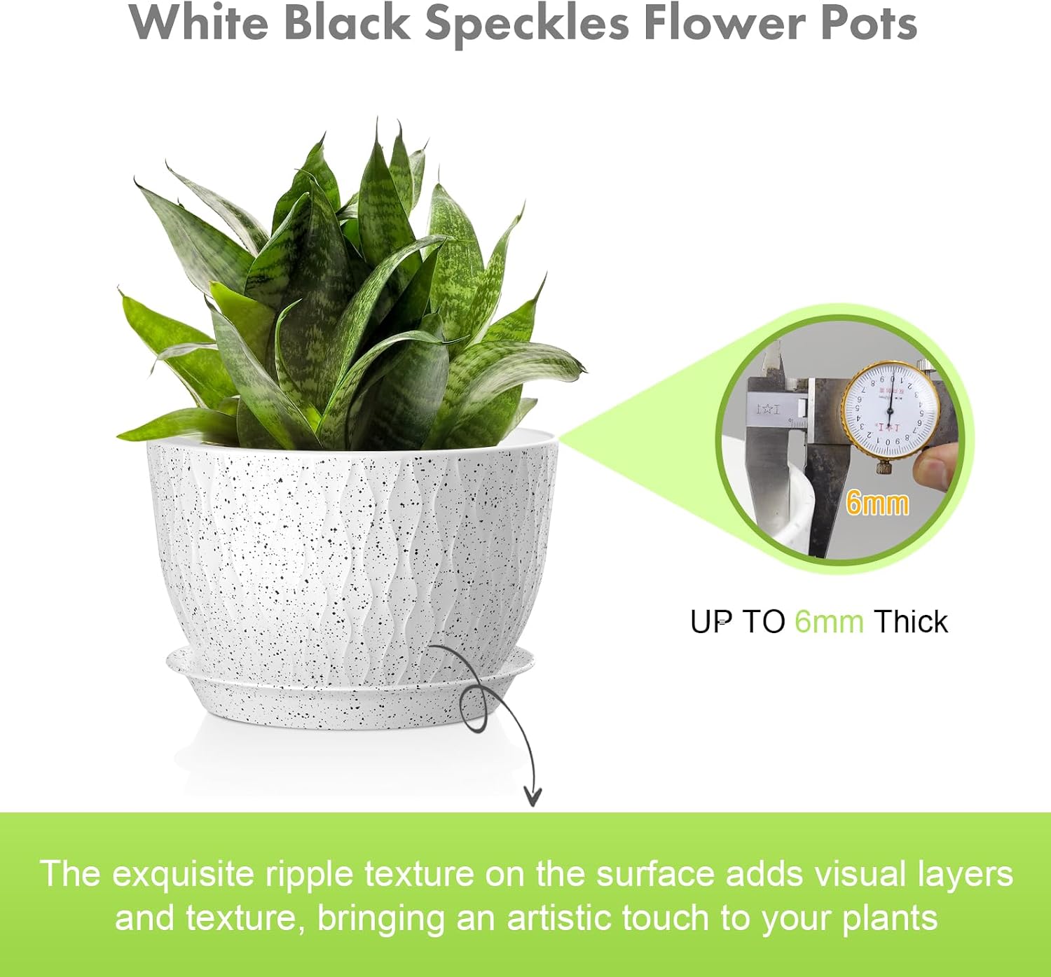 Meowell 12/10/9 inch Large Flower Pots, 3 Set Big Plant Pots for Outdoor Indoor Plants with Water Ripples, Wide Plastic