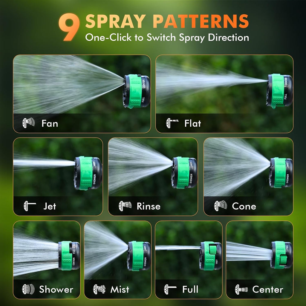 RESTMO Water Hose Nozzle Heavy Duty, Adjustable Garden Sprayer for Outdoor | 2-in-1 Twist Control, 9 Spray Patterns