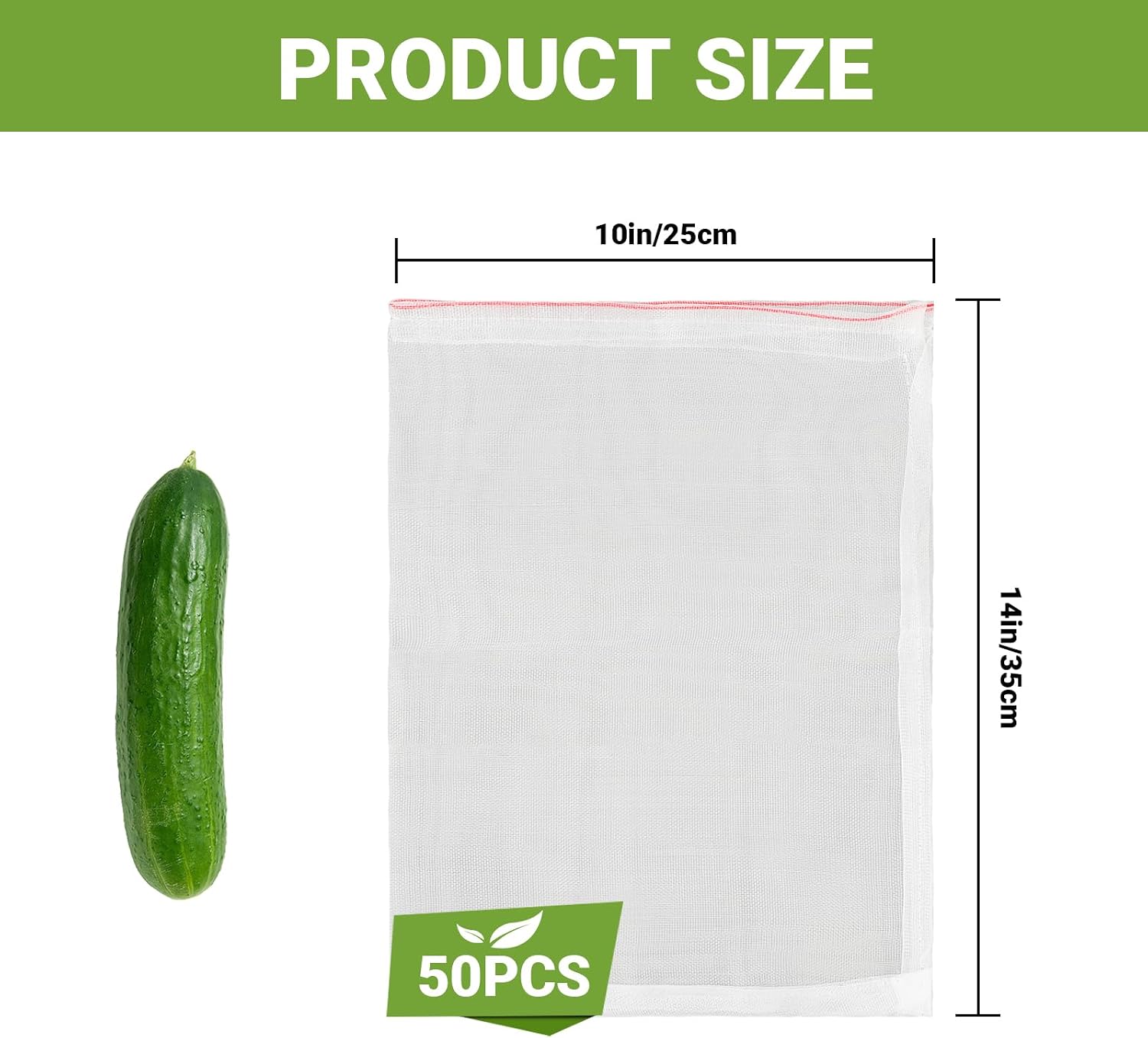50 PCS Fruit Protection Bags, Enpoint 10x14 Inch Reusable Garden Netting Mesh Bag with Drawstrings, Plant Covers
