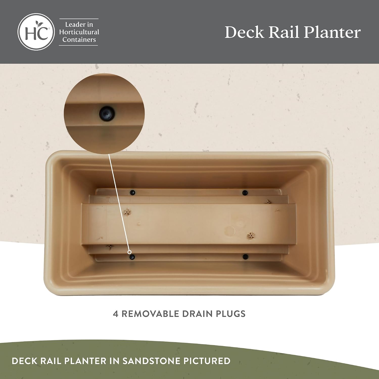 The HC Companies Deck Rail Deck Rail Planter Box, 24 Inch, Black, 1-Pack | Plastic, Drainage Plug, Lightweight