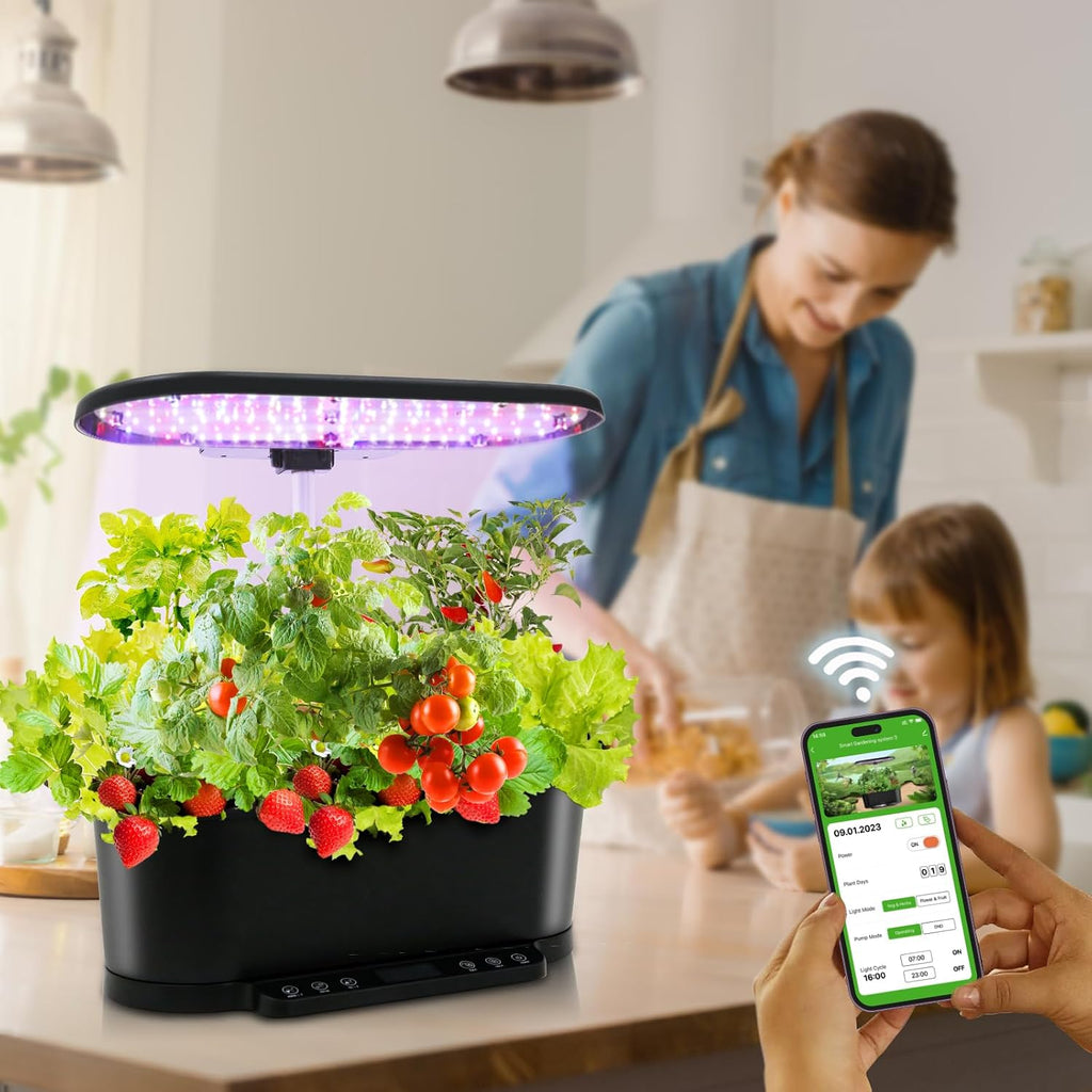 EAGLE PEAK 15 Pods Hydroponics Growing System with WiFi, 5.5 L Water Tank, Smart Indoor Plants Germination Kit with LED