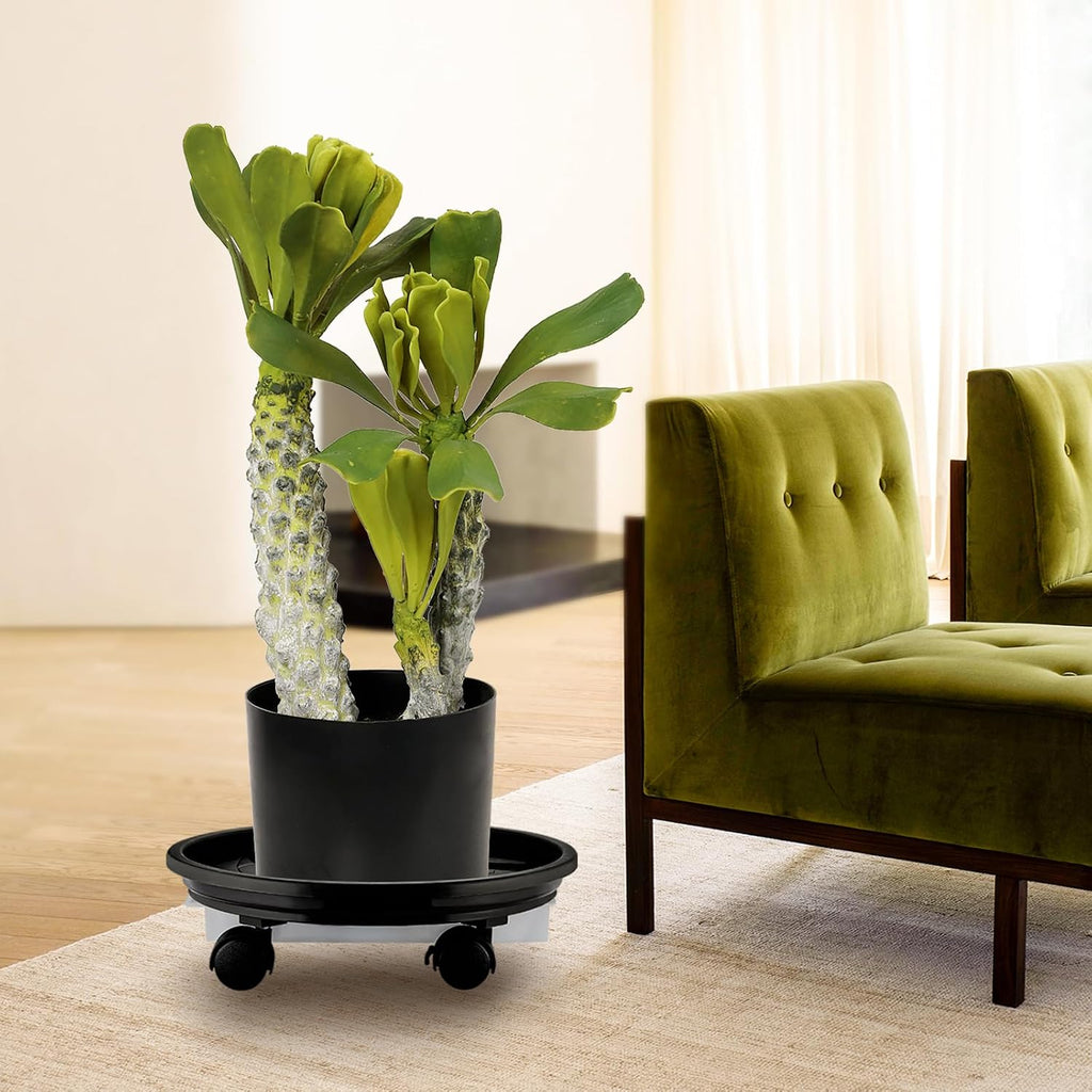 Looca Plant Caddy with Wheels and Drainage Tray, 13”Rolling Plant Stand Flower Pot Mover, Planter Caddies Round Plant