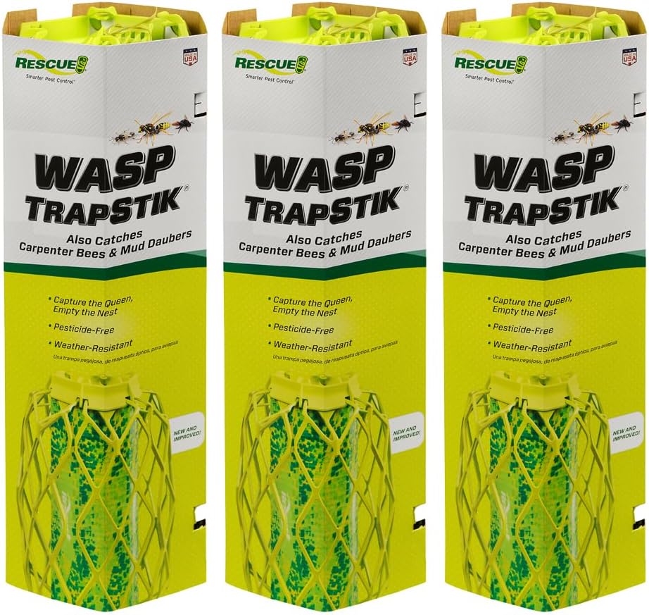RESCUE! VisiLure® TrapStik for Wasps, Mud Daubers, Carpenter Bees – 3 Pack