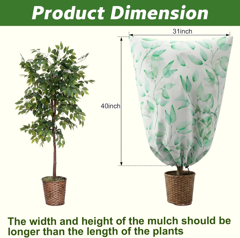 4 Pack Plant Covers Freeze Protection Winter Frost Covers with Zipper Drawstring Reusable Frost Cloth for Outdoor