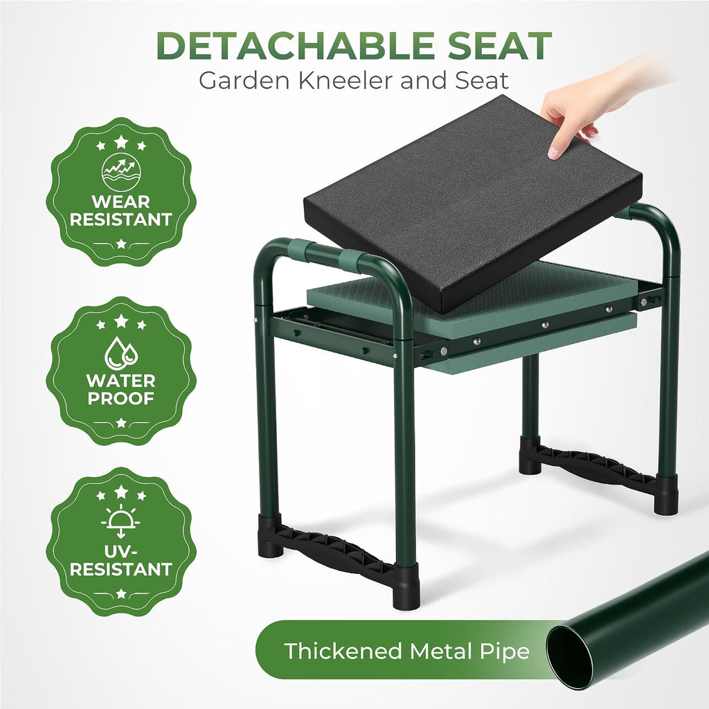 Walensee Garden Kneeler and Seat, with Wider Soft Kneeling Pad & Tool Pouch | Heavy Duty collapsible Garden Tools