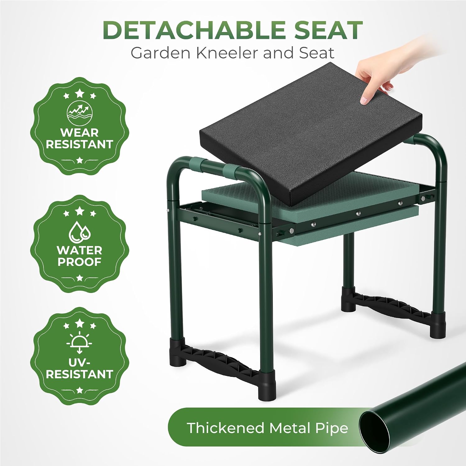 Walensee Garden Kneeler and Seat, with Wider Soft Kneeling Pad & Tool Pouch | Heavy Duty collapsible Garden Tools