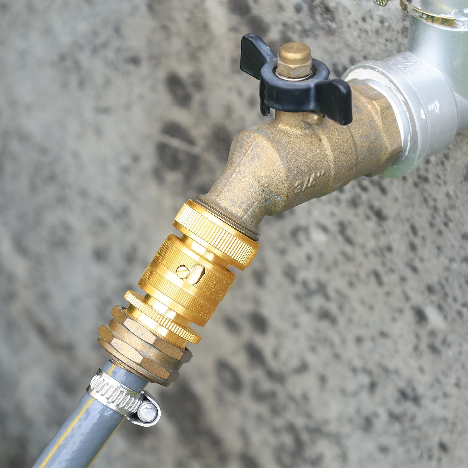 Garden Hose Quick Disconnect Fittings - 3Pcs Solid Brass 3/4 Inch GHT Thread Hose Connectors for Outdoor Faucet Adapter