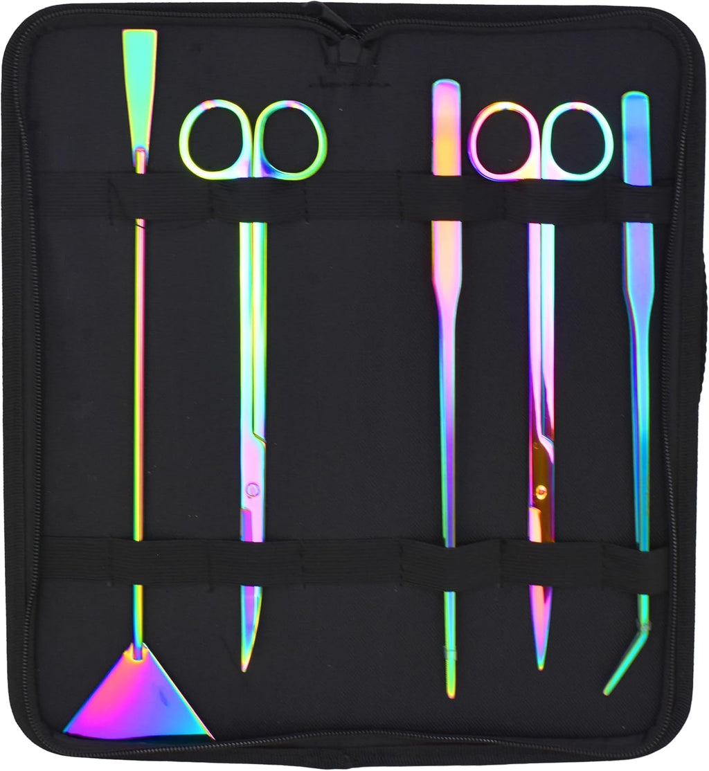 Mandala Crafts Rainbow 12 in Aquascaping Tool Kit for Aquarium Terrariums | Rust Resistant Stainless Steel Spatula