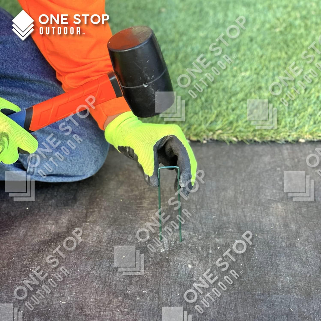 100-Pack Green, 6 Inch Garden Stakes, Landscape Staples, U-Type Turf Stake for Artificial Grass, Rust Proof Sod Pin for
