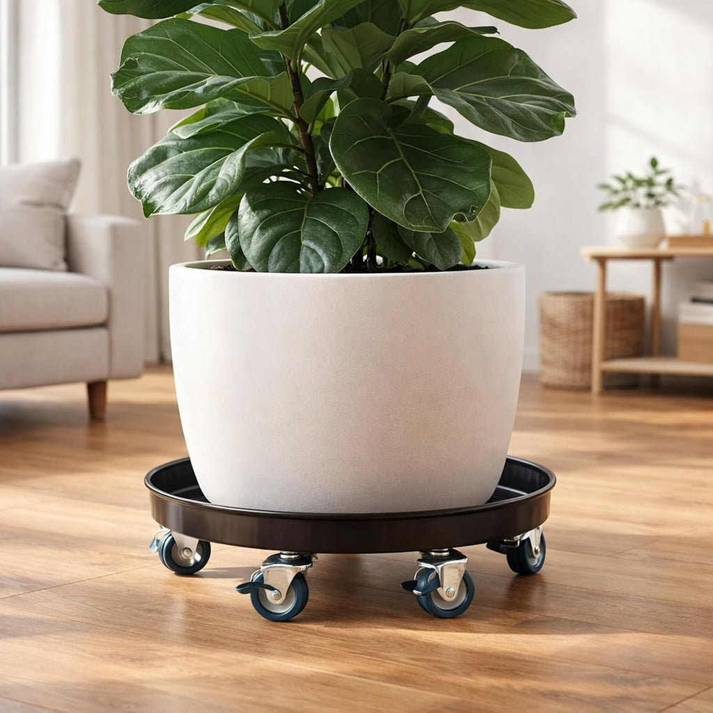 Planterhoma 3 Packs 18" Metal Plant Caddy with Wheels Extra-Large Rolling Plant Stand Heavy-Duty Plant Dolly with