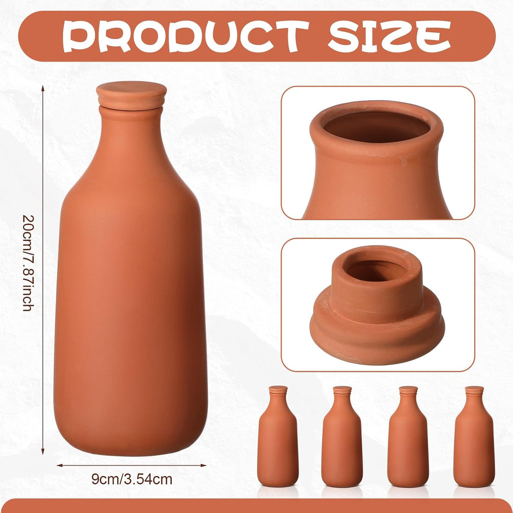 DoubleFill 4 Pcs 24oz Ollas Terracotta Watering Pots Self Watering Planter Insert Terracotta Globes Clay for Outdoor