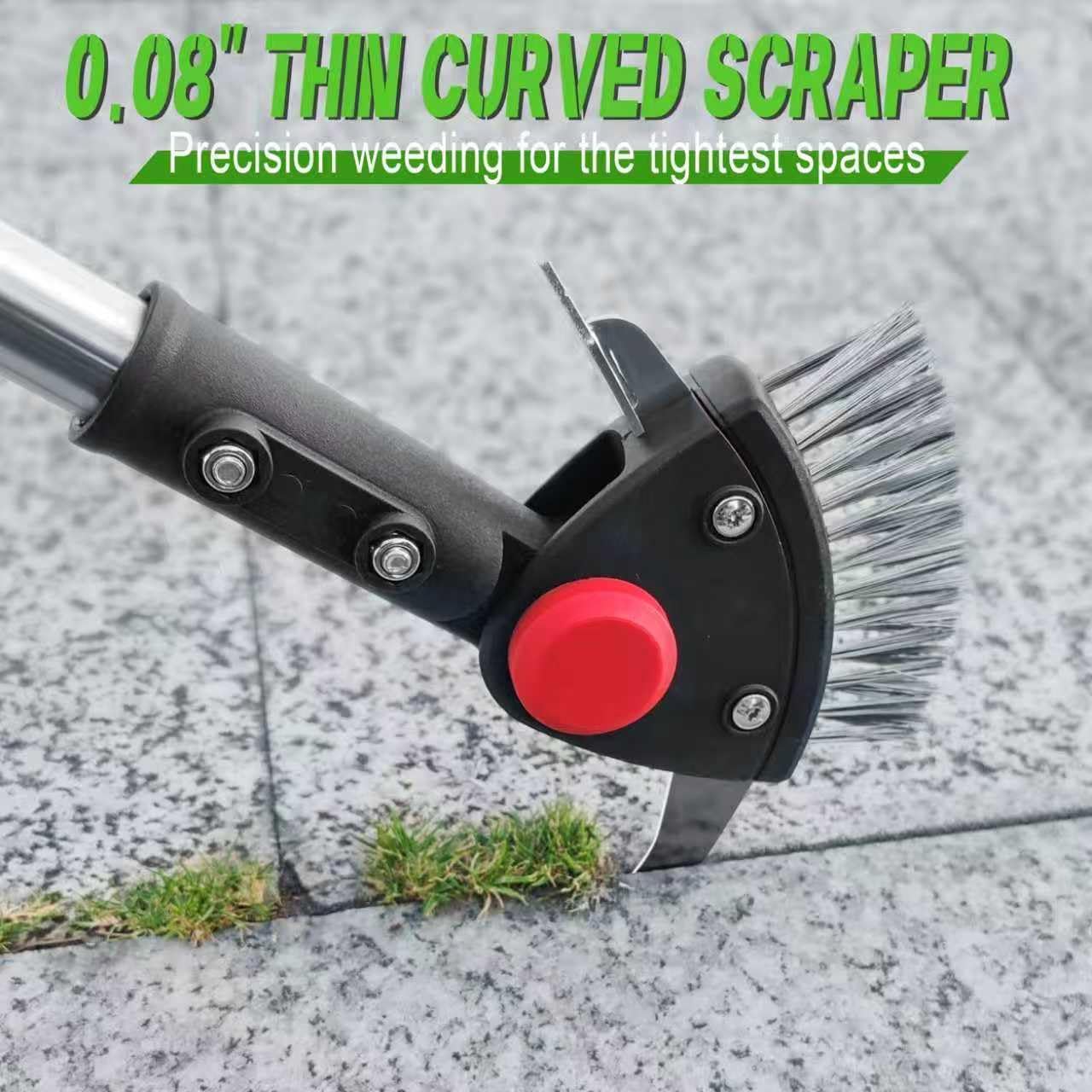 BARAYSTUS Crack Weeder Long Handle 3-in-1 Adjustable Crevice Cleaning Tool with Stainless Steel Weed Brush with 2