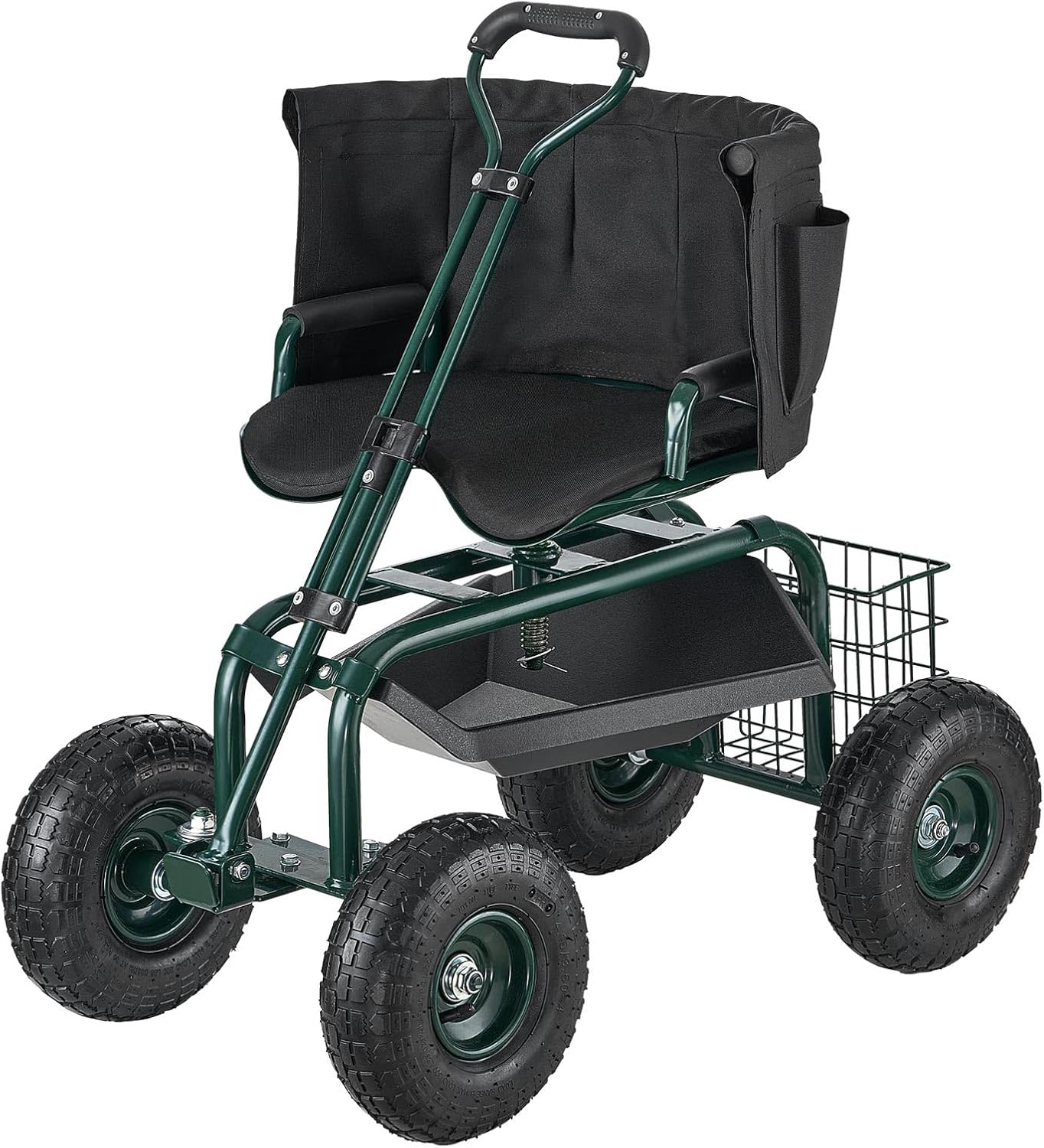 VEVOR Garden Seat with Wheels, Rolling Garden Stool with Height Adjustable & 360° Swivel Seat, 400lbs Weight Capacity