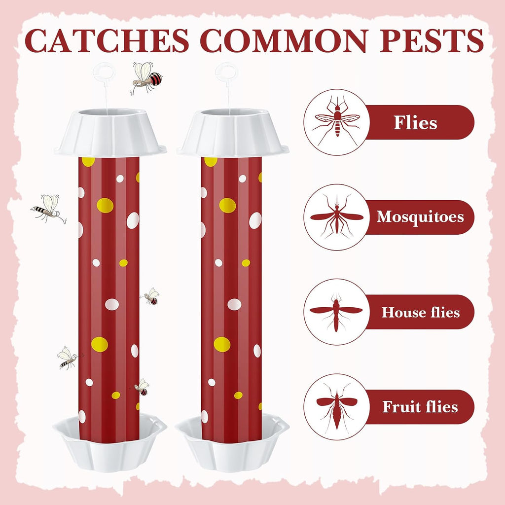 12 Pcs Sticky Fly Trap Fly Stick Indoor Outdoor Long Lasting Adhesive Fly Catcher with Hanging Hook for Wasps Gnats