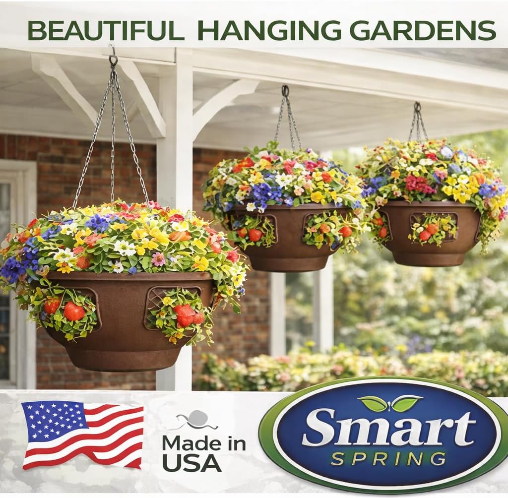 Ultimate Hanging Baskets - Strawberry, Tomato, Flower, and Herb Outdoor Planters - Use Garden Pots for Growing Plants