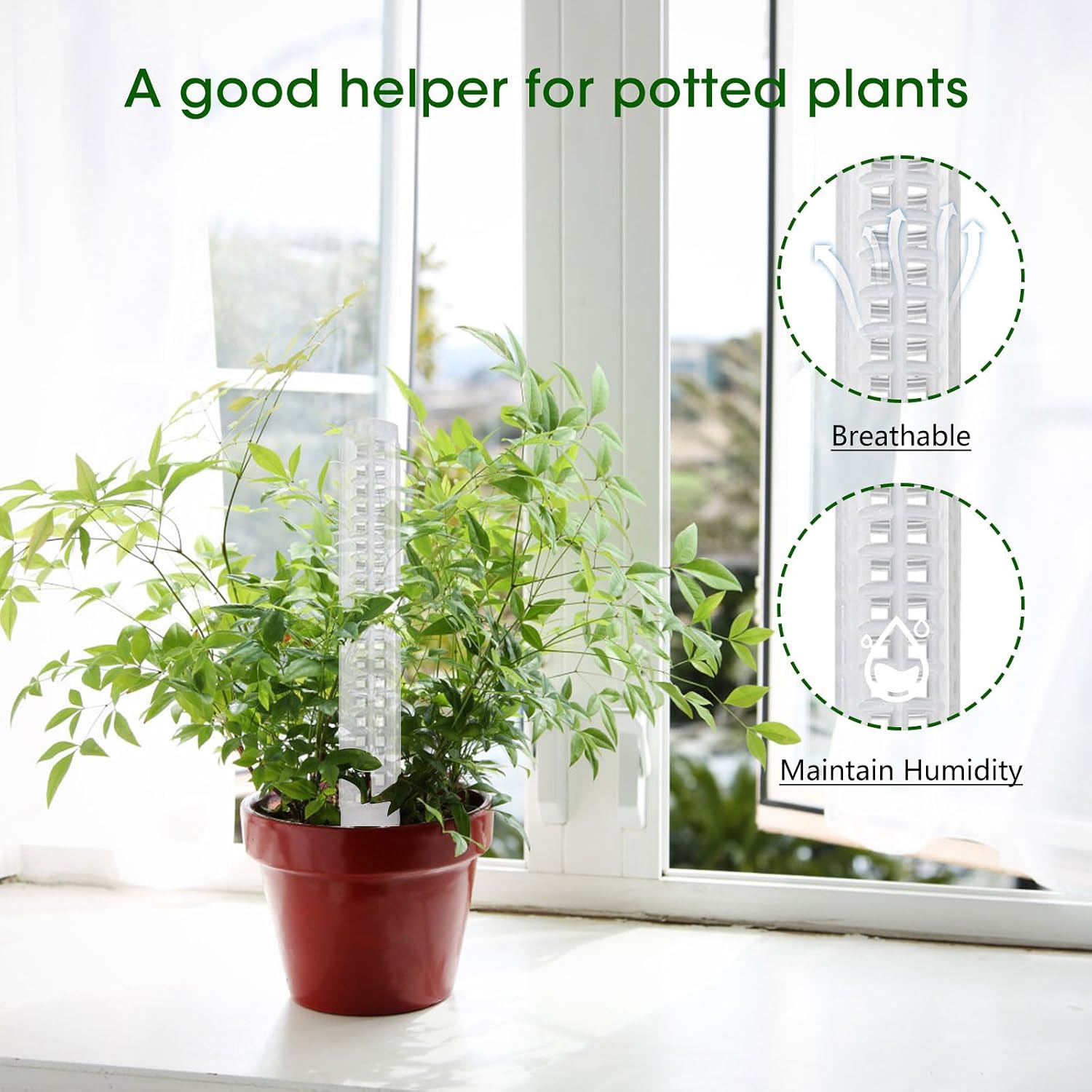 6 Pcs 25 Inch Plastic Moss Pole for Plants Monstera, Stackable Plant Support Stakes,Moss Pole for Climbing Plants
