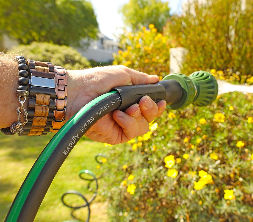 Hybrid Garden Hose 5/8 IN. x 50 FT, Heavy Duty, Lightweight, Flexible with Rotatable Grip Handle and Solid Brass