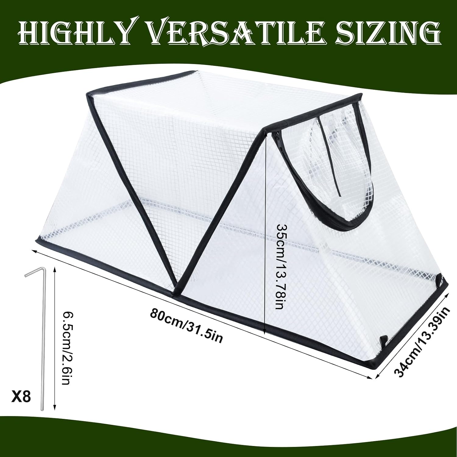 2Pack Garden Row Accelerator Plants Cover, Foldable Raised Garden Bed Cover with Zipper Door Waterproof Small