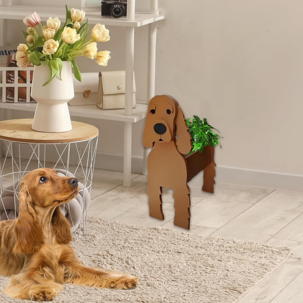 Brown Cocker Spaniel Dog Planter Pots, Animal Shaped Flower Pot | Cute Plant Gift for Women and Pet Lovers, Indoor