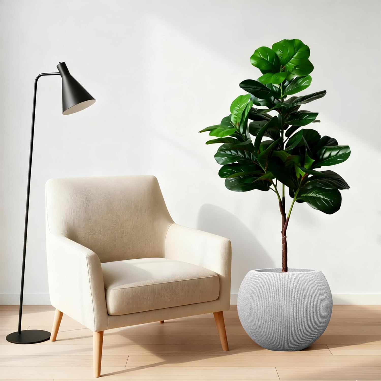 11.8" H x 14.5" Dia Large Round Plastic Planter Pot with Drainage & Plug | Indoor/Outdoor Use, UV/Weatherproof